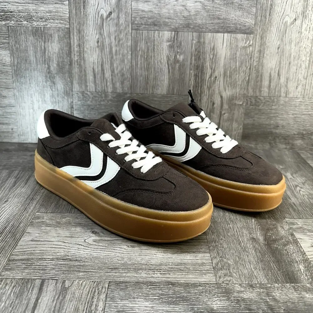 Madden NYC Platform Sneakers Womens 7.5 Brown Suede Chunky Gum Sole NEW